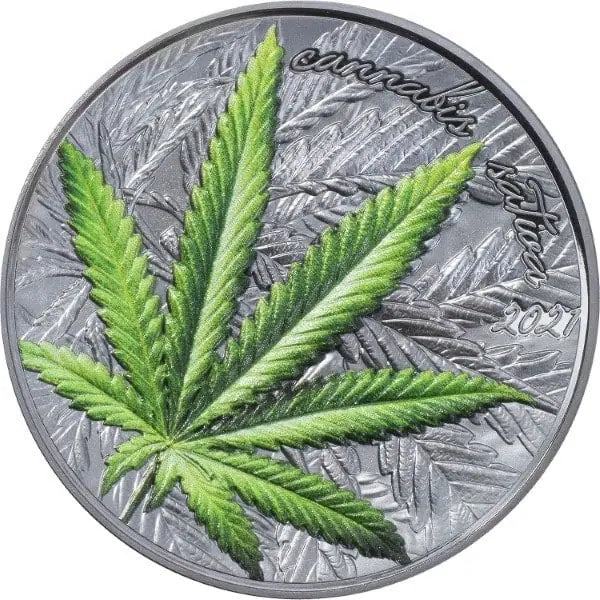 Benin 1000 Francs Cannabis Sativa 1oz Silver High Relief Black Proof Coin