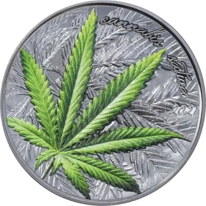 Benin 1000 Francs Cannabis Sativa 1oz Silver High Relief Black Proof Coin