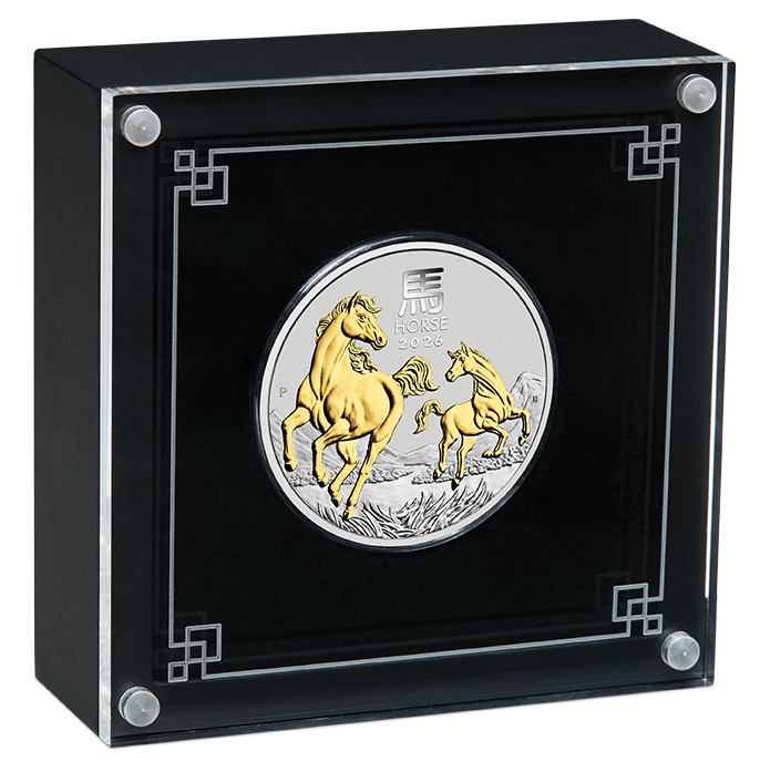 2026 $1 Lunar Year of The Horse 1oz Silver Gilded Coin