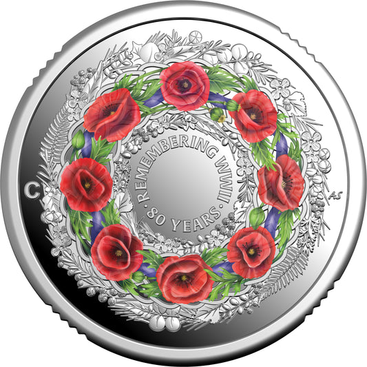 2025 $2 80 Years On Remembering The Second World War 'C' Mintmark Coloured Silver Proof Coin