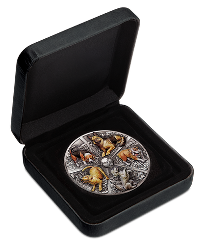 Tuvalu 2025 $5 World Popular Dogs 5oz Silver Coloured Antiqued Coin