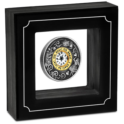 Tuvalu 2015 $2 150th Anniversary of Alice In Wonderland 2oz Silver Antiqued Clock Coin
