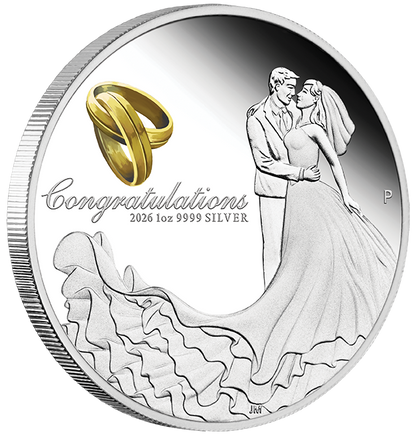 2026 $1 Congratulations On Your Wedding 1oz Silver Proof Coin
