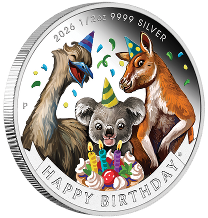 2026 50c Happy Birthday 1/2oz Silver Coloured Proof Coin