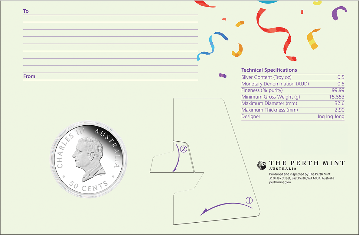 2026 50c Happy Birthday 1/2oz Silver Coloured Proof Coin