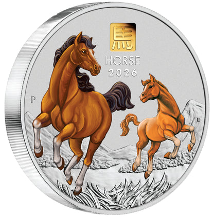 2026 $30 Lunar Year of The Horse 1kg Silver Coloured Gold Privy Mark Uncirculated Coin