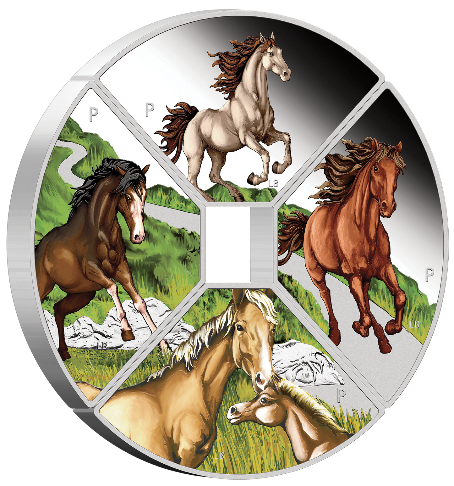 Tuvalu 2026 $1 Lunar Year of The Horse 1oz Silver Coloured Proof 4 Coin Quadrant Set