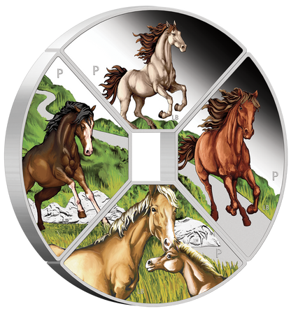 Tuvalu 2026 $1 Lunar Year of The Horse 1oz Silver Coloured Proof 4 Coin Quadrant Set