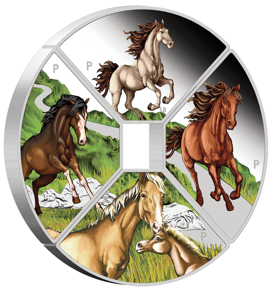 Tuvalu 2026 $1 Lunar Year of The Horse 1oz Silver Coloured Proof 4 Coin Quadrant Set