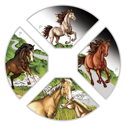 Tuvalu 2026 $1 Lunar Year of The Horse 1oz Silver Coloured Proof 4 Coin Quadrant Set