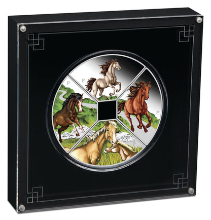 Tuvalu 2026 $1 Lunar Year of The Horse 1oz Silver Coloured Proof 4 Coin Quadrant Set