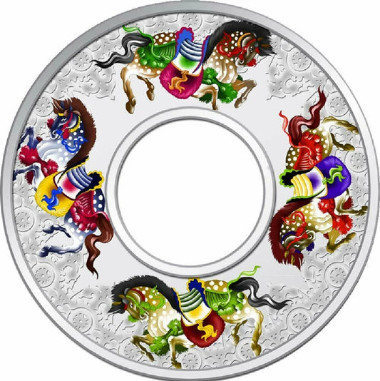 Tokelau 2014 $10 The Year of The Horse Carousel Horse 2oz Silver Coloured Proof Coin