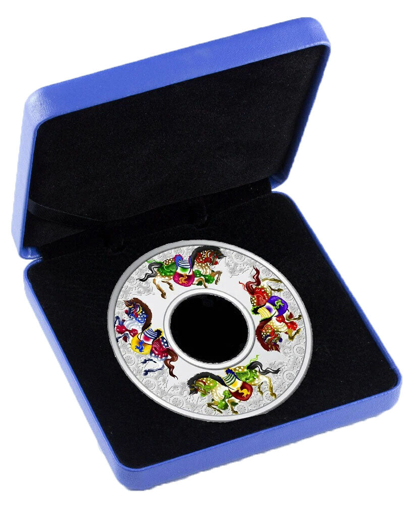 Tokelau 2014 $10 The Year of The Horse Carousel Horse 2oz Silver Coloured Proof Coin