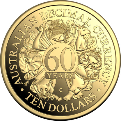 2026 $10 60th Anniversary of Decimal Currency 'C' Mintmark 1/10oz Gold Proof Coin