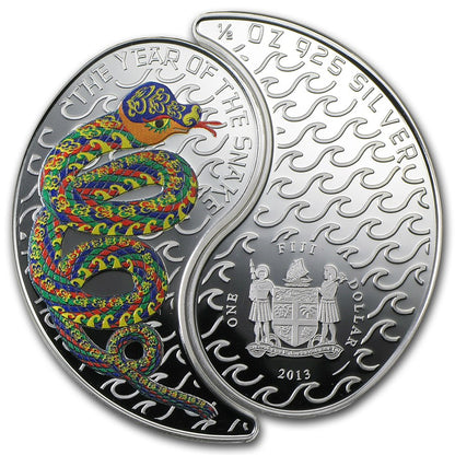 Fiji 2013 $1 The Year of The Snake 1/2oz Silver Coloured Proof Coin