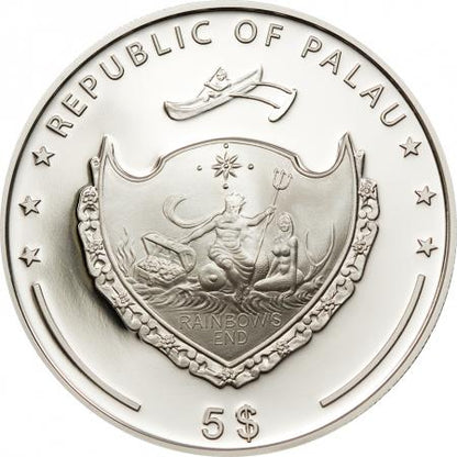 Palau 2012 $5 Marine Life Protection Mystery of The Sea with Pearl Insert Silver Coloured Proof Coin