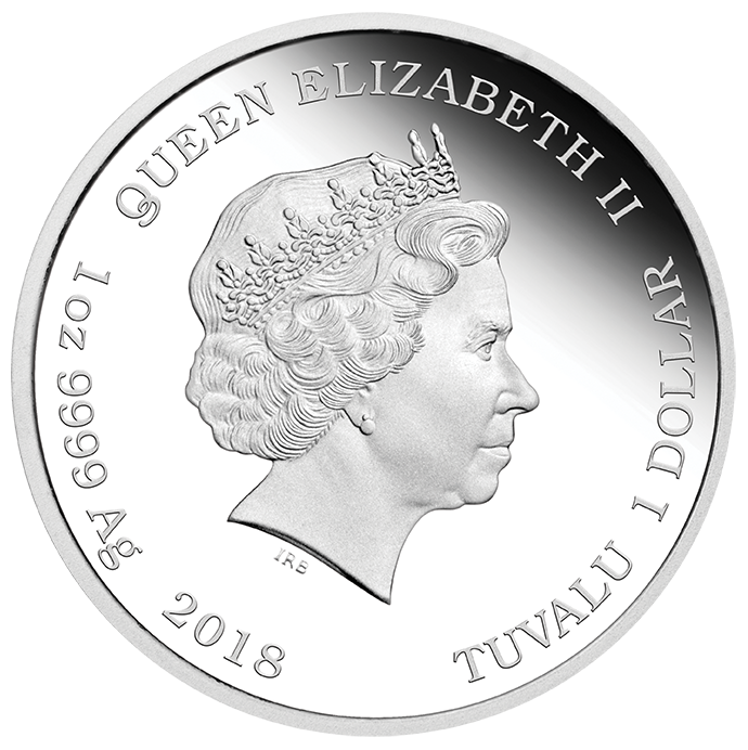 Tuvalu 2018 $1 Hot Wheels 50th Anniversary 1oz Silver Coloured Proof Coin