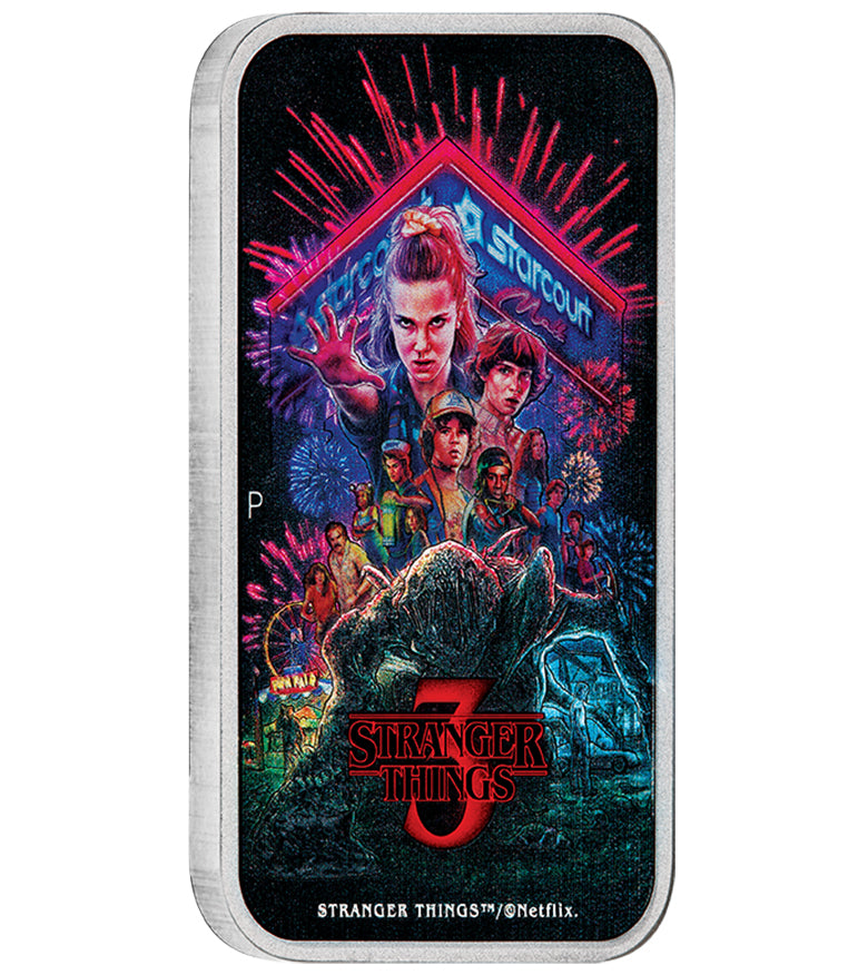 Tuvalu 2026 $1 Stranger Things Season 3 1oz Silver Coloured Rectangular Coin