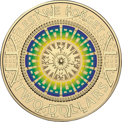 2017 $2 Lest We Forget Hall of Memorial Coloured Al-Bronze Uncirculated Coin