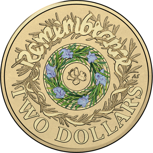 2017 $2 Remembrance Day Coloured Al-Bronze Uncirculated Coin