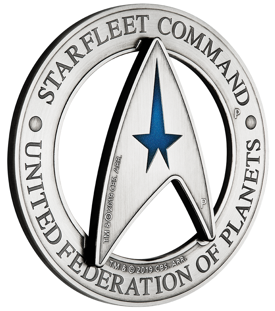 Tuvalu 2019 $3 Star Trek Starfleet Command Emblem Holey Dollar and Delta 3oz Silver Antiqued Coin Set