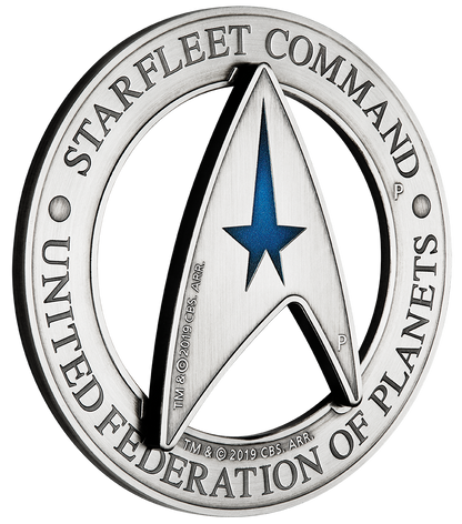 Tuvalu 2019 $3 Star Trek Starfleet Command Emblem Holey Dollar and Delta 3oz Silver Antiqued Coin Set