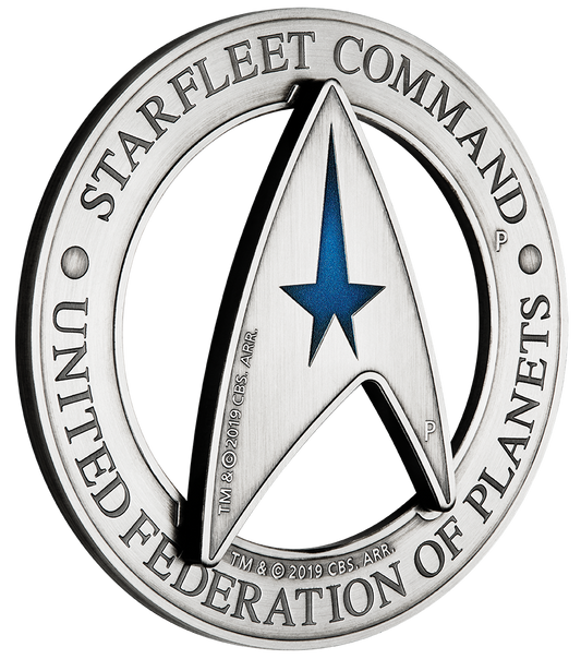 Tuvalu 2019 $3 Star Trek Starfleet Command Emblem Holey Dollar and Delta 3oz Silver Antiqued Coin Set
