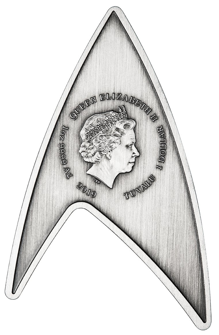 Tuvalu 2019 $3 Star Trek Starfleet Command Emblem Holey Dollar and Delta 3oz Silver Antiqued Coin Set