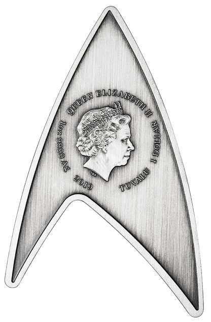 Tuvalu 2019 $3 Star Trek Starfleet Command Emblem Holey Dollar and Delta 3oz Silver Antiqued Coin Set