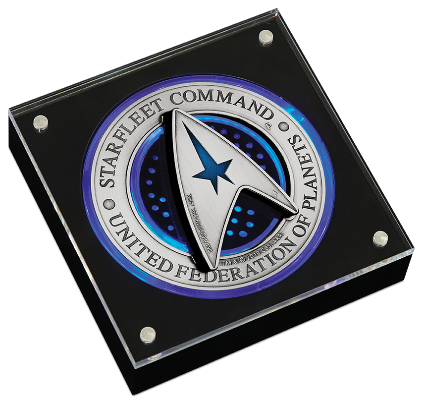 Tuvalu 2019 $3 Star Trek Starfleet Command Emblem Holey Dollar and Delta 3oz Silver Antiqued Coin Set
