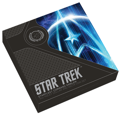 Tuvalu 2019 $3 Star Trek Starfleet Command Emblem Holey Dollar and Delta 3oz Silver Antiqued Coin Set