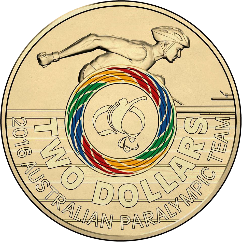2016 $2 Australian Paralympic Team Coloured Al-Bronze Uncirculated Coin