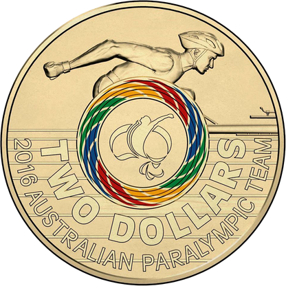 2016 $2 Australian Paralympic Team Coloured Al-Bronze Uncirculated Coin