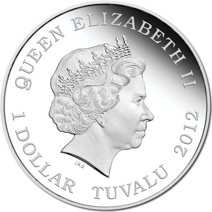 Tuvalu 2012 $1 Wildlife In Need Polar Bear 1oz Silver Coloured Proof Coin