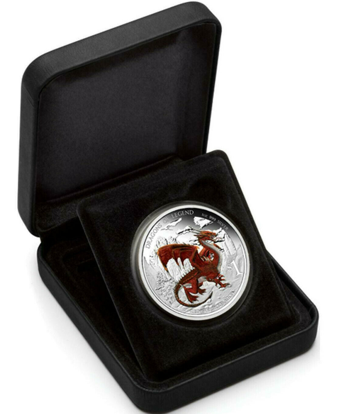 Tuvalu 2012 $1 Dragons of Legends Red Welsh Dragon 1oz Silver Coloured Proof Coin
