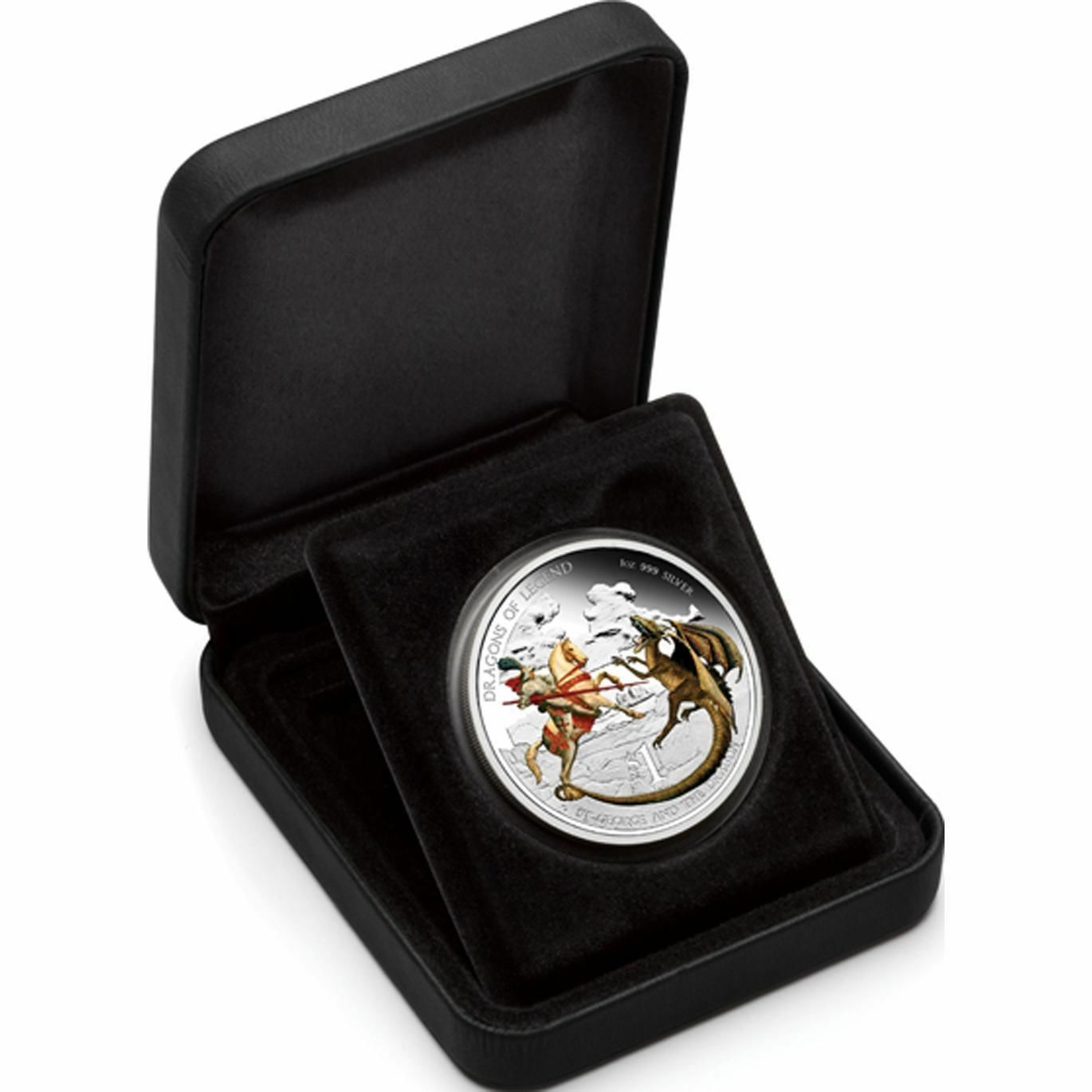 Tuvalu 2012 $1 Dragons of Legends St George and The Dragon 1oz Silver Coloured Proof Coin