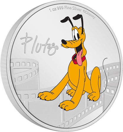 Niue 2023 $2 Disney Mickey and Friends Pluto 1oz Silver Coloured Proof Coin