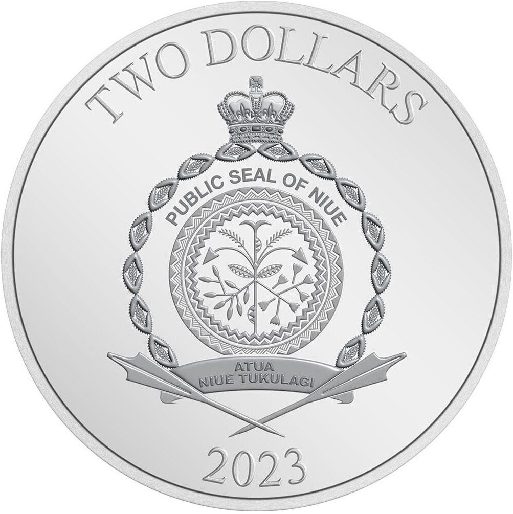 Niue 2023 $2 Disney Mickey and Friends Pluto 1oz Silver Coloured Proof Coin