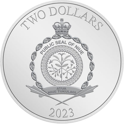 Niue 2023 $2 Disney Mickey and Friends Pluto 1oz Silver Coloured Proof Coin