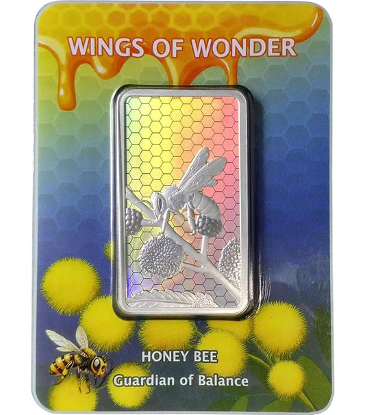 Wings of Wonder Honey Bee Guardian of Balance 1oz Silver Hologram Bar