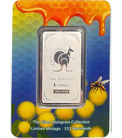 Wings of Wonder Honey Bee Guardian of Balance 1oz Silver Hologram Bar