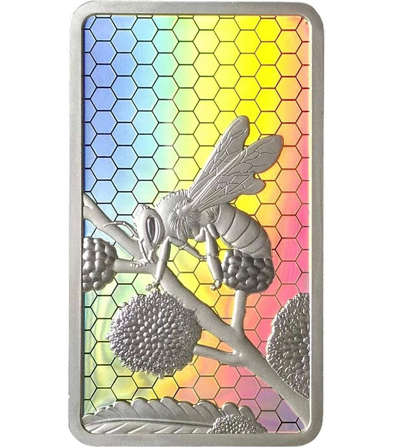 Wings of Wonder Honey Bee Guardian of Balance 1oz Silver Hologram Bar