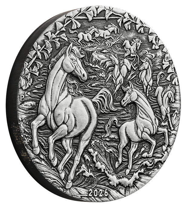 2026 $2 Lunar Year of The Horse 2oz Silver Antiqued Coin