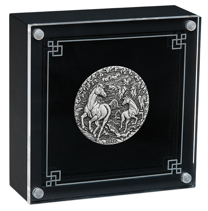 2026 $2 Lunar Year of The Horse 2oz Silver Antiqued Coin