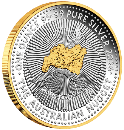 2026 $1 Australian Nugget 40th Anniversary Selectively Gold Plated 1oz Silver Proof Coin