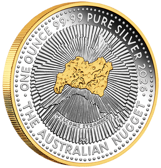 2026 $1 Australian Nugget 40th Anniversary Selectively Gold Plated 1oz Silver Proof Coin