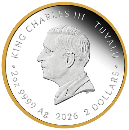 Tuvalu 2026 $2 Bridgerton House of Bridgerton 2oz Silver Gilded Proof Coin