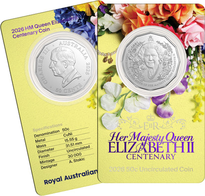 2026 50c Her Majesty Queen Elizabeth II Centenary Uncirculated Coin