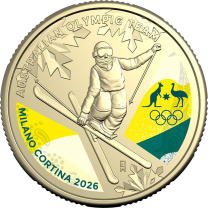 2026 $1 Winter Olympics Australian Olympic Team Coloured Uncirculated Coin