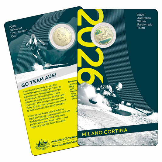 2026 $1 Winter Olympics Australian Paralympic Team Coloured Uncirculated Coin